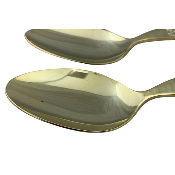 Trocadero Gold Toned Stainless Flatware - 5 Soup Spoons 7" - Korea - Picture 5 of 7